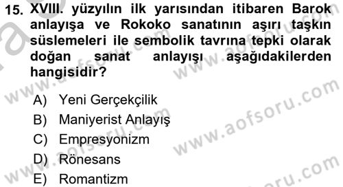 Görsel Kültür Dersi 2016 - 2017 Yılı (Vize) Ara Sınav Soruları 15. Soru