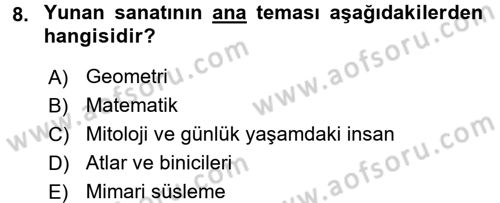 Görsel Kültür Dersi 2016 - 2017 Yılı (Vize) Ara Sınav Soruları 8. Soru