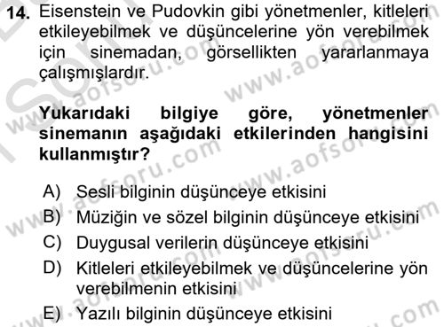 Görsel Kültür Dersi 2016 - 2017 Yılı (Final) Dönem Sonu Sınav Soruları 14. Soru