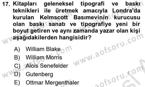 Görsel Kültür Dersi 2016 - 2017 Yılı (Final) Dönem Sonu Sınav Soruları 17. Soru