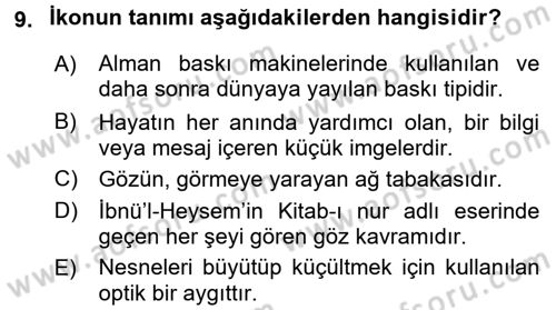 Görsel Kültür Dersi 2016 - 2017 Yılı (Final) Dönem Sonu Sınav Soruları 9. Soru