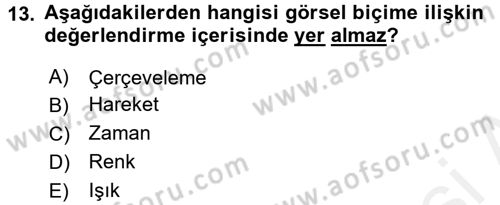 Görsel Kültür Dersi 2017 - 2018 Yılı 3 Ders Sınavı 13. Soru