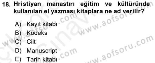 Görsel Kültür Dersi 2017 - 2018 Yılı 3 Ders Sınavı 18. Soru