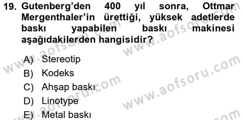 Görsel Kültür Dersi 2017 - 2018 Yılı 3 Ders Sınavı 19. Soru