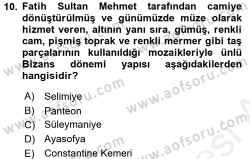 Görsel Kültür Dersi 2017 - 2018 Yılı (Vize) Ara Sınav Soruları 10. Soru