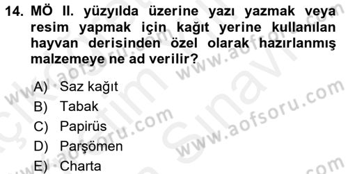 Görsel Kültür Dersi 2017 - 2018 Yılı (Vize) Ara Sınavı 14. Soru