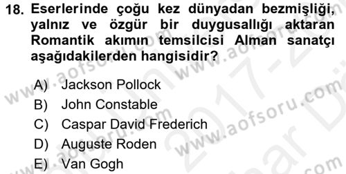 Görsel Kültür Dersi 2017 - 2018 Yılı (Vize) Ara Sınav Soruları 18. Soru