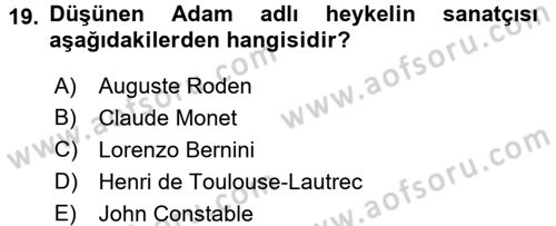 Görsel Kültür Dersi 2017 - 2018 Yılı (Vize) Ara Sınav Soruları 19. Soru