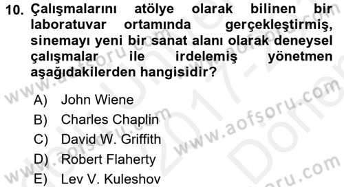 Görsel Kültür Dersi 2017 - 2018 Yılı (Final) Dönem Sonu Sınav Soruları 10. Soru