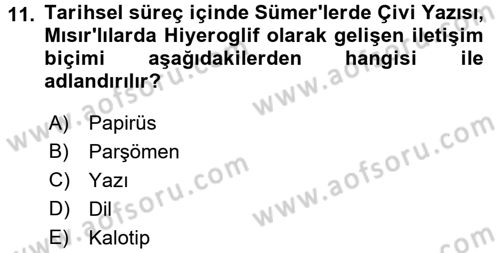 Görsel Kültür Dersi 2017 - 2018 Yılı (Final) Dönem Sonu Sınav Soruları 11. Soru
