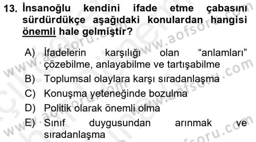 Görsel Kültür Dersi 2017 - 2018 Yılı (Final) Dönem Sonu Sınav Soruları 13. Soru