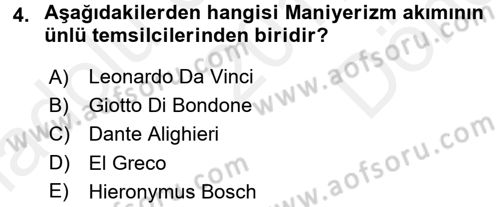 Görsel Kültür Dersi 2017 - 2018 Yılı (Final) Dönem Sonu Sınav Soruları 4. Soru