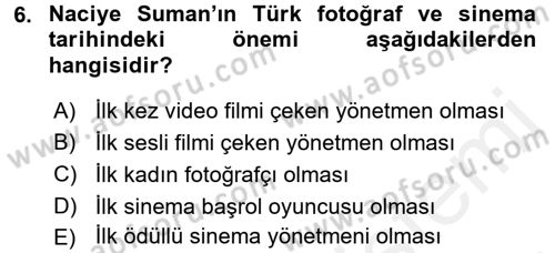 Görsel Kültür Dersi 2017 - 2018 Yılı (Final) Dönem Sonu Sınav Soruları 6. Soru