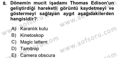 Görsel Kültür Dersi 2017 - 2018 Yılı (Final) Dönem Sonu Sınav Soruları 8. Soru