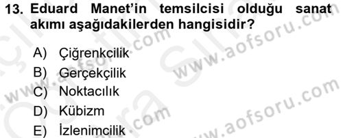 Görsel Kültür Dersi 2018 - 2019 Yılı (Vize) Ara Sınav Soruları 13. Soru