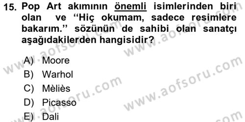 Görsel Kültür Dersi 2018 - 2019 Yılı (Final) Dönem Sonu Sınav Soruları 15. Soru