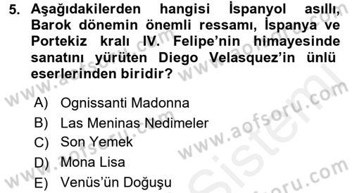 Görsel Kültür Dersi 2018 - 2019 Yılı (Final) Dönem Sonu Sınav Soruları 5. Soru