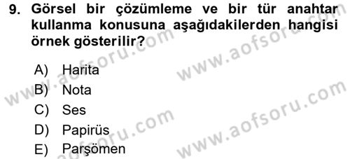 Görsel Kültür Dersi 2018 - 2019 Yılı (Final) Dönem Sonu Sınav Soruları 9. Soru