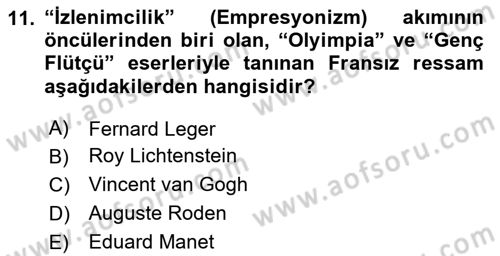 Görsel Kültür Dersi 2020 - 2021 Yılı Yaz Okulu Sınav Soruları 11. Soru