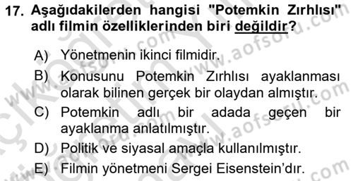Görsel Kültür Dersi 2020 - 2021 Yılı Yaz Okulu Sınav Soruları 17. Soru