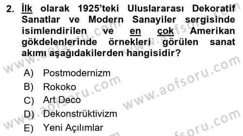 Görsel Kültür Dersi 2020 - 2021 Yılı Yaz Okulu Sınav Soruları 2. Soru
