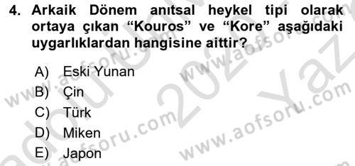 Görsel Kültür Dersi 2020 - 2021 Yılı Yaz Okulu Sınav Soruları 4. Soru