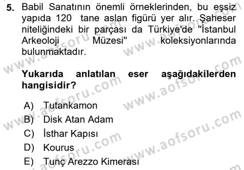 Görsel Kültür Dersi 2020 - 2021 Yılı Yaz Okulu Sınav Soruları 5. Soru