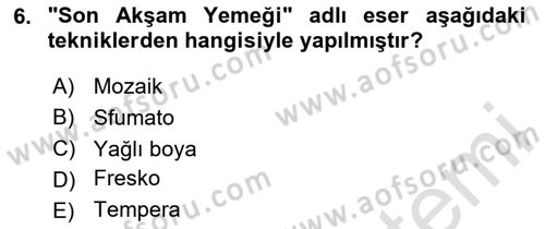Görsel Kültür Dersi 2020 - 2021 Yılı Yaz Okulu Sınav Soruları 6. Soru