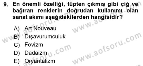 Görsel Kültür Dersi 2020 - 2021 Yılı Yaz Okulu Sınav Soruları 9. Soru