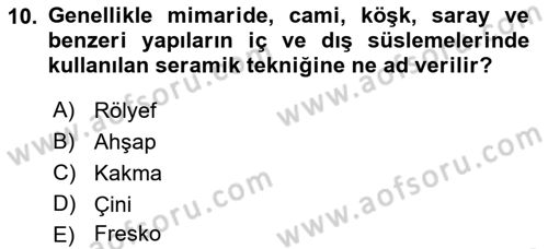 Görsel Kültür Dersi 2021 - 2022 Yılı (Vize) Ara Sınav Soruları 10. Soru