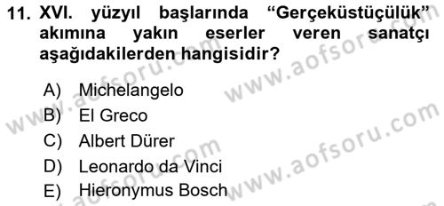 Görsel Kültür Dersi 2021 - 2022 Yılı (Vize) Ara Sınav Soruları 11. Soru