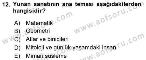 Görsel Kültür Dersi 2021 - 2022 Yılı (Vize) Ara Sınav Soruları 12. Soru