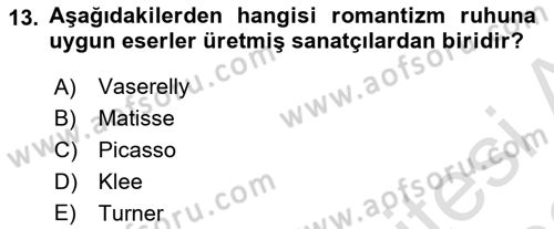 Görsel Kültür Dersi 2021 - 2022 Yılı (Vize) Ara Sınav Soruları 13. Soru