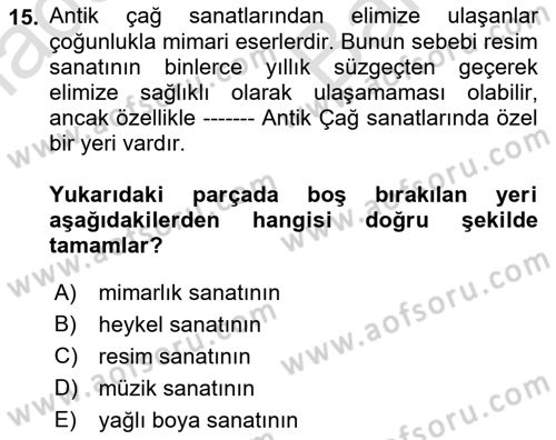 Görsel Kültür Dersi 2021 - 2022 Yılı (Vize) Ara Sınav Soruları 15. Soru
