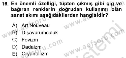 Görsel Kültür Dersi 2021 - 2022 Yılı (Vize) Ara Sınav Soruları 16. Soru