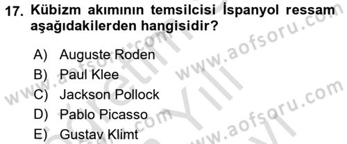 Görsel Kültür Dersi 2021 - 2022 Yılı (Vize) Ara Sınav Soruları 17. Soru