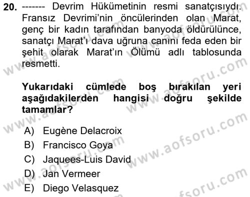 Görsel Kültür Dersi 2021 - 2022 Yılı (Vize) Ara Sınav Soruları 20. Soru