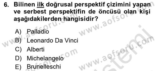 Görsel Kültür Dersi 2021 - 2022 Yılı (Vize) Ara Sınav Soruları 6. Soru