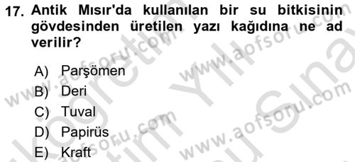 Görsel Kültür Dersi 2021 - 2022 Yılı (Final) Dönem Sonu Sınav Soruları 17. Soru