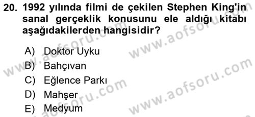 Görsel Kültür Dersi 2021 - 2022 Yılı (Final) Dönem Sonu Sınav Soruları 20. Soru