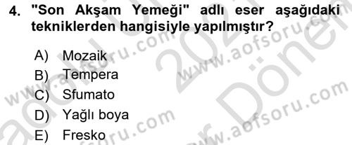 Görsel Kültür Dersi 2021 - 2022 Yılı (Final) Dönem Sonu Sınav Soruları 4. Soru