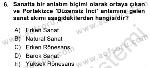 Görsel Kültür Dersi 2021 - 2022 Yılı (Final) Dönem Sonu Sınav Soruları 6. Soru