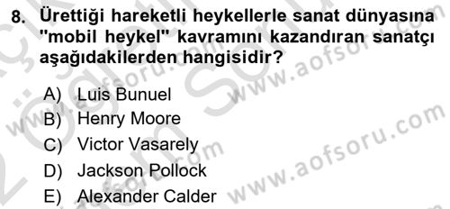 Görsel Kültür Dersi 2021 - 2022 Yılı (Final) Dönem Sonu Sınav Soruları 8. Soru
