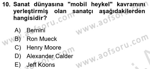 Görsel Kültür Dersi 2021 - 2022 Yılı Yaz Okulu Sınav Soruları 10. Soru