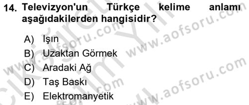 Görsel Kültür Dersi 2021 - 2022 Yılı Yaz Okulu Sınav Soruları 14. Soru