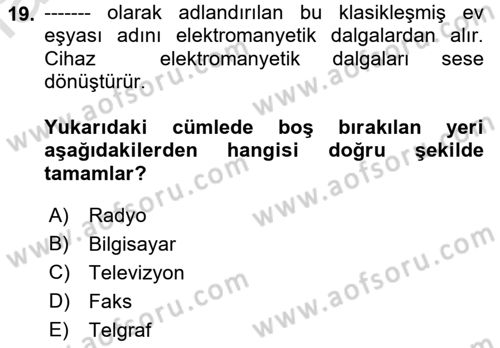 Görsel Kültür Dersi 2021 - 2022 Yılı Yaz Okulu Sınav Soruları 19. Soru