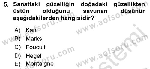 Görsel Kültür Dersi 2021 - 2022 Yılı Yaz Okulu Sınav Soruları 5. Soru