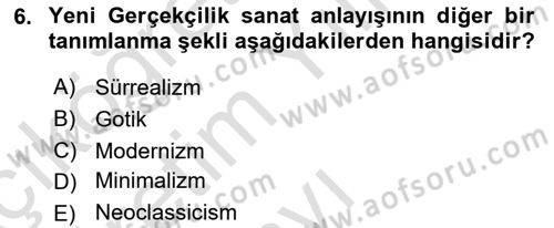 Görsel Kültür Dersi 2021 - 2022 Yılı Yaz Okulu Sınav Soruları 6. Soru