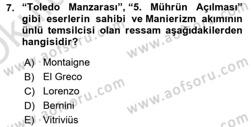 Görsel Kültür Dersi 2021 - 2022 Yılı Yaz Okulu Sınav Soruları 7. Soru