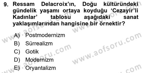 Görsel Kültür Dersi 2021 - 2022 Yılı Yaz Okulu Sınav Soruları 9. Soru